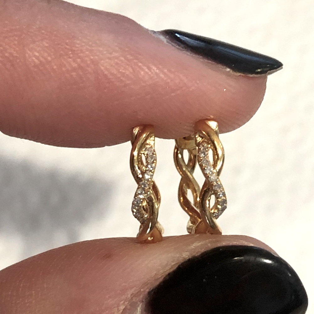 14k yellow gold diamond huggies